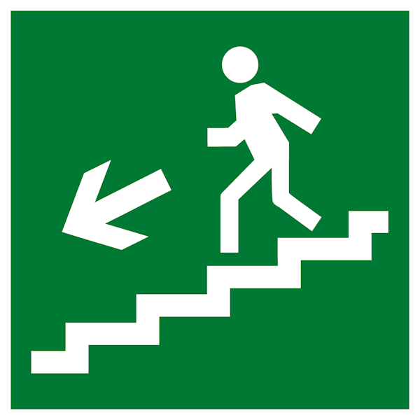Знак эвакуационный E 14 Направление к эвакуационному выходу по лестнице вниз, фотолюминесцентный
